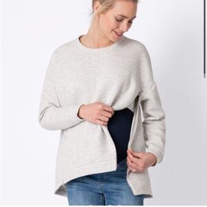 Seraphine Soft Grey Cotton Blend Maternity & Nursing Sweatshirt
